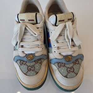 Gucci Womens Sneakers - Cream and Blue